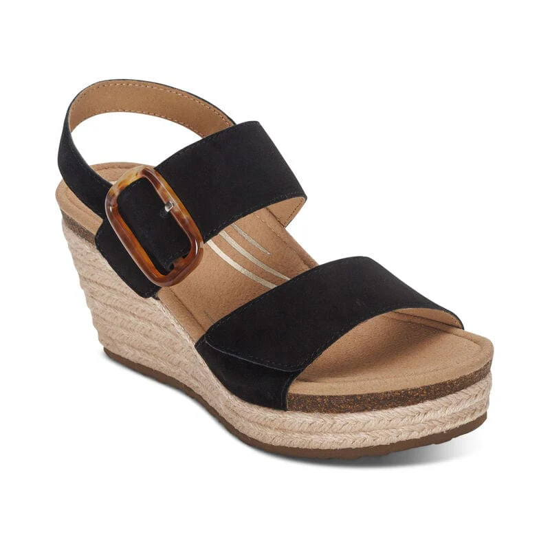 Aetrex Women's Ashley Wedge Heels- Black