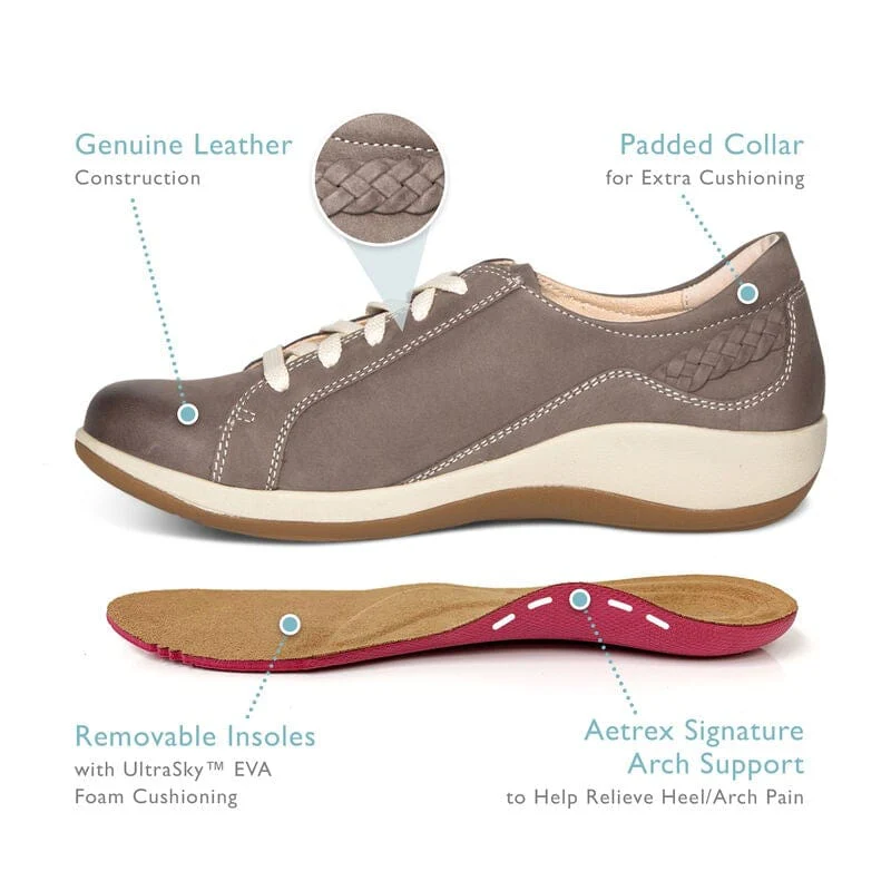 Aetrex Women's Dana Oxford Sneakers- Warm Grey - Image 7
