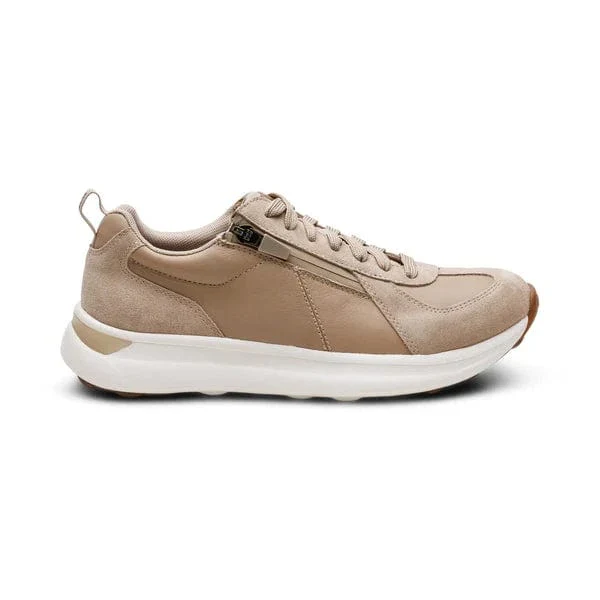 Aetrex Women's Elise Leather Zip Sneakers- Tan - Image 2