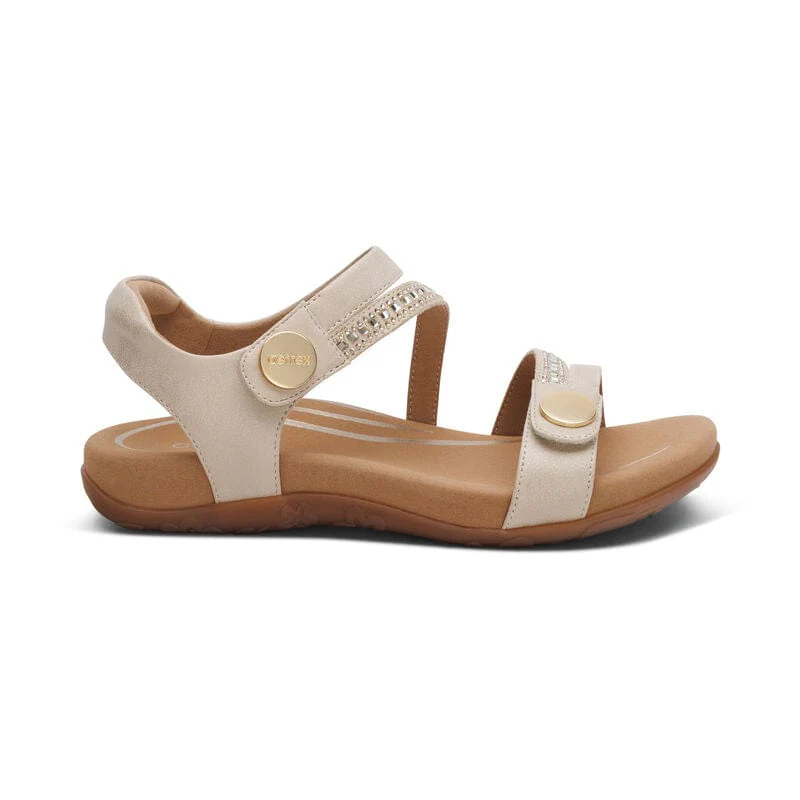 Aetrex Women's Jess Sandals- Champagne Sparkle - Image 2