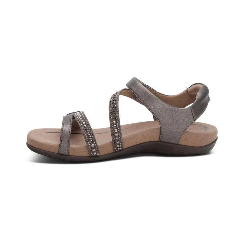 Aetrex Women's Jess Sandals- Pewter Sparkle - Image 4