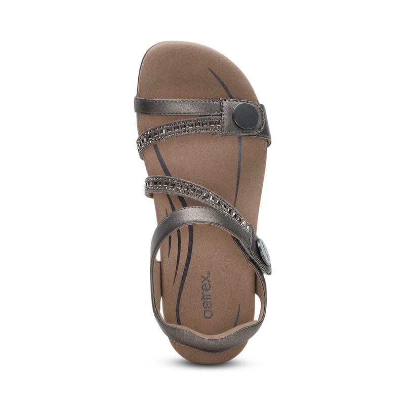 Aetrex Women's Jess Sandals- Pewter Sparkle - Image 5
