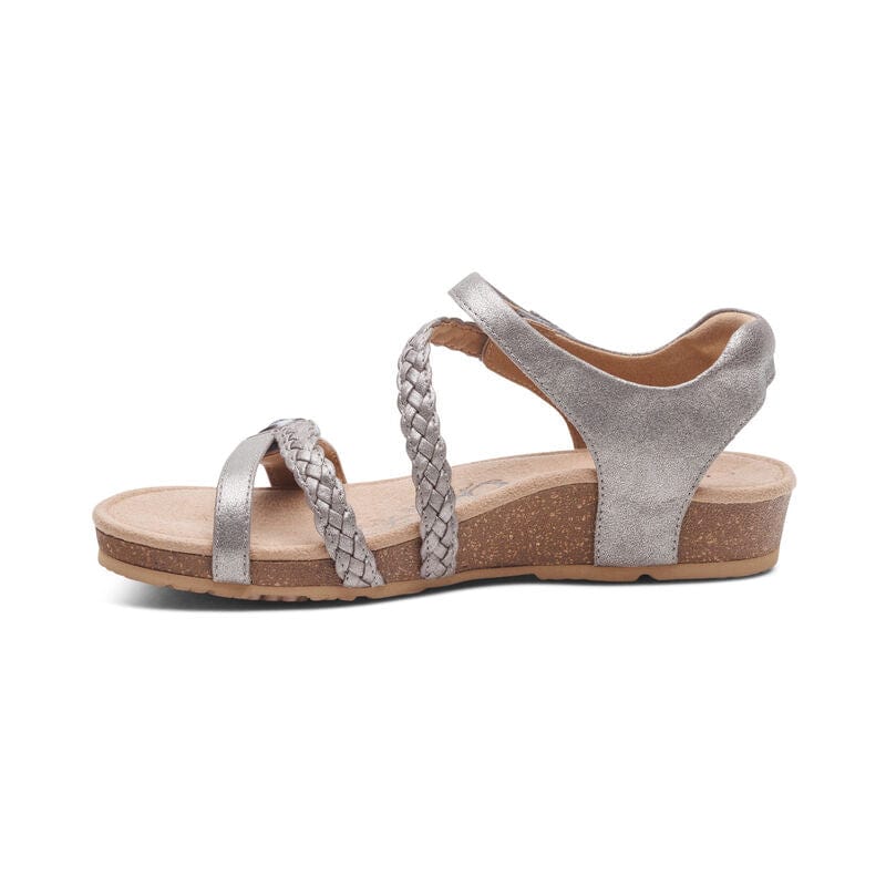 Aetrex Women's Jillian Sandals- Brushed Silver - Image 4