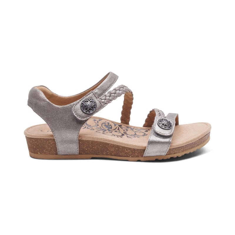 Aetrex Women's Jillian Sandals- Brushed Silver - Image 6