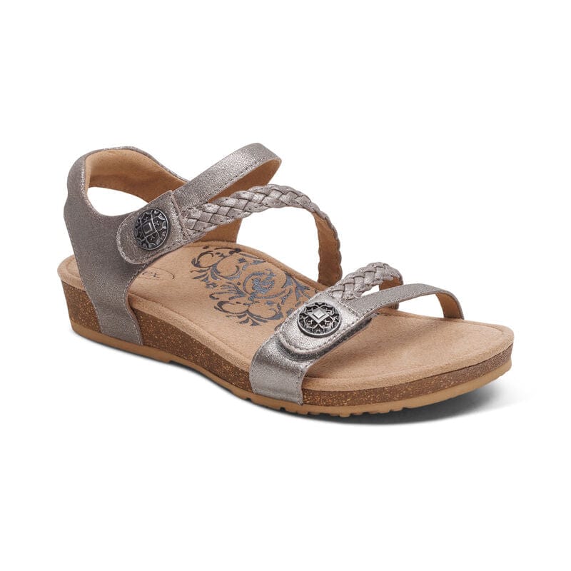 Aetrex Women's Jillian Sandals- Brushed Silver - Image 7