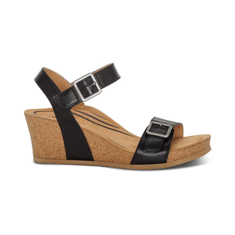 Aetrex Women's Lexa Wedge Sandals  - Black - Image 2