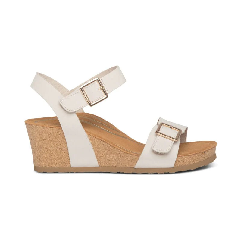 Aetrex Women's Lexa Wedge Sandals- Ivory - Image 2