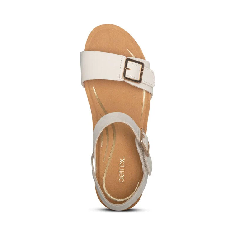 Aetrex Women's Lexa Wedge Sandals- Ivory - Image 5