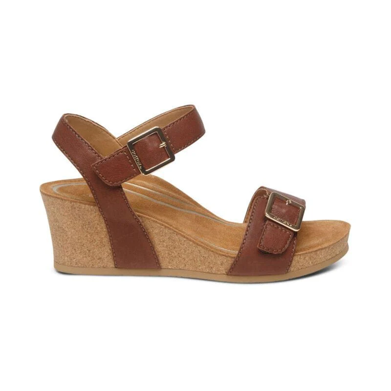 Aetrex Women's Lexa Wedge Sandals- Walnut - Image 2