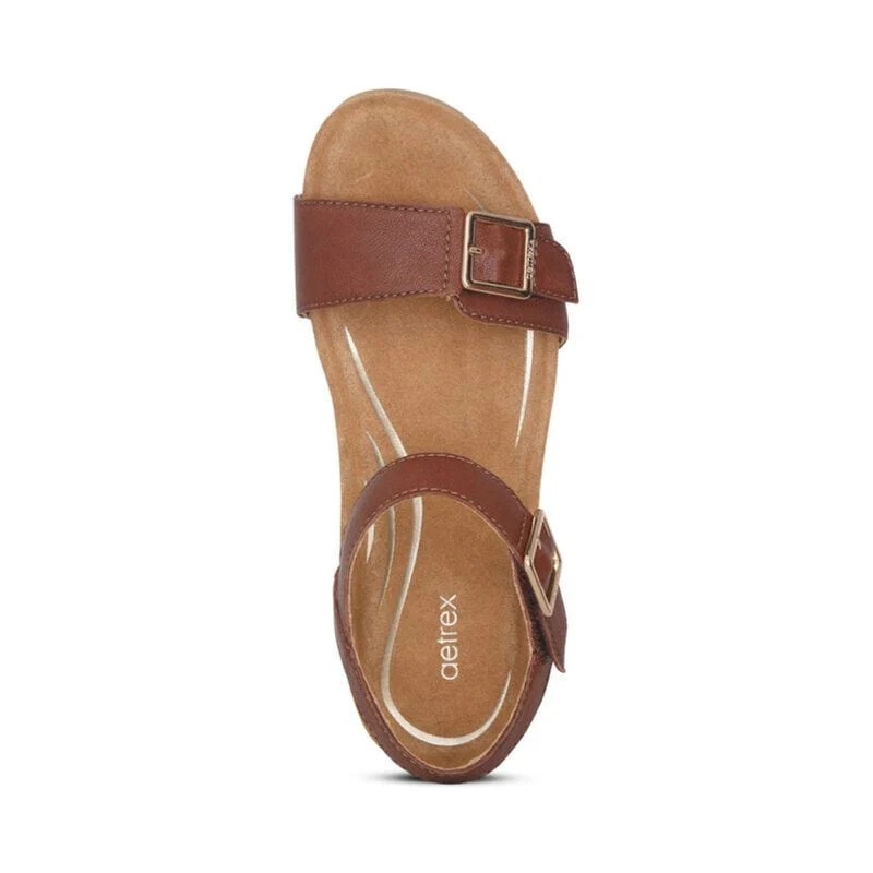 Aetrex Women's Lexa Wedge Sandals- Walnut - Image 5