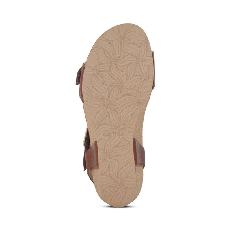 Aetrex Women's Lexa Wedge Sandals- Walnut - Image 6