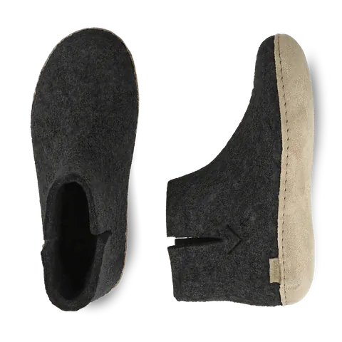 Glerups Low Boot Slippers- Charcoal - Image 3
