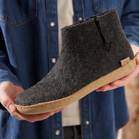 Glerups Low Boot Slippers- Charcoal - Image 5