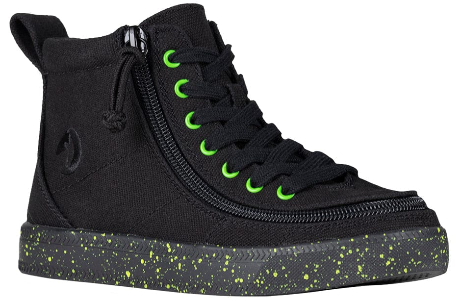 Billy Footwear Kid's Boys High Top Sneakers- Black/Green Speckle