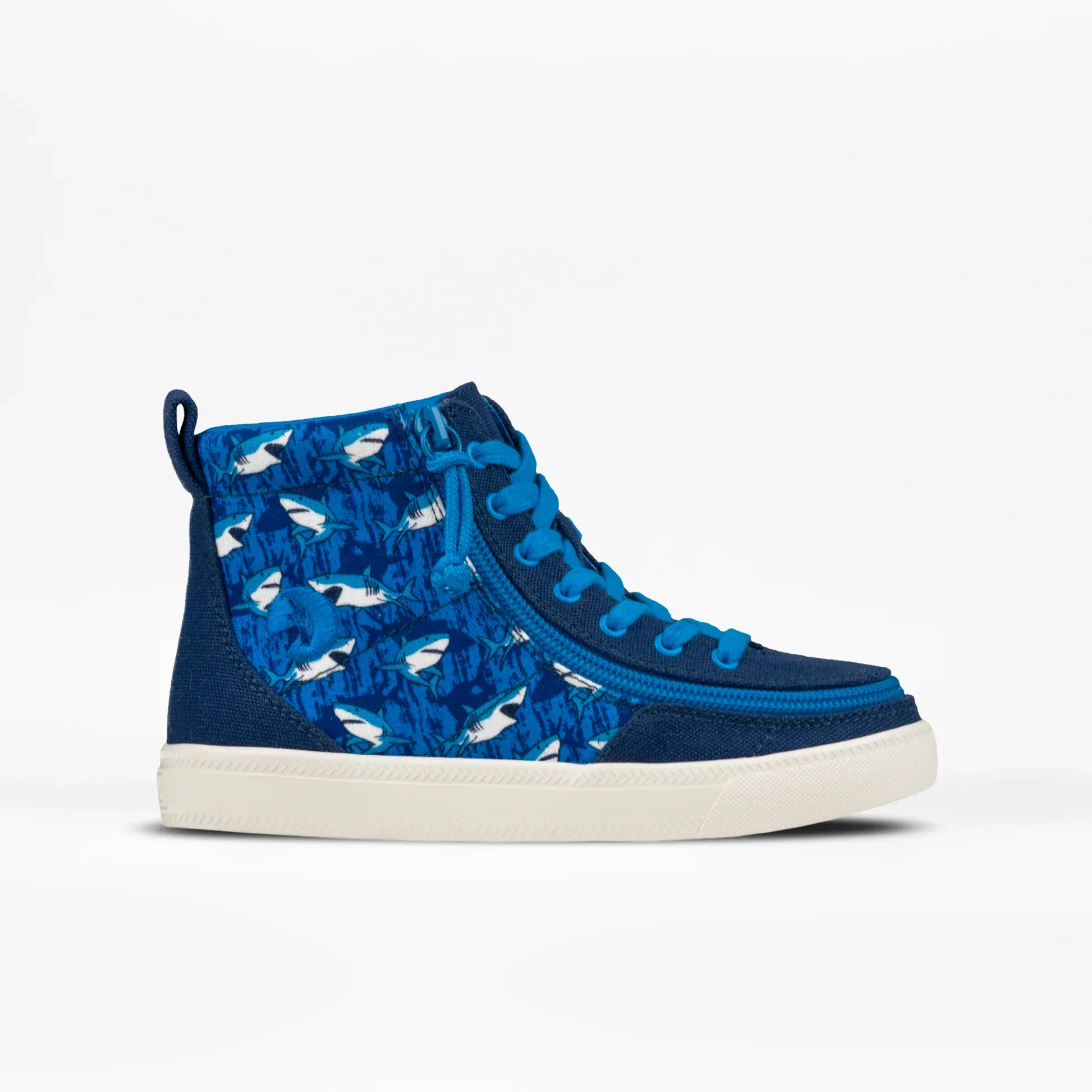 Billy Footwear Kid's Boys High Top Sneakers- Blue Sharks