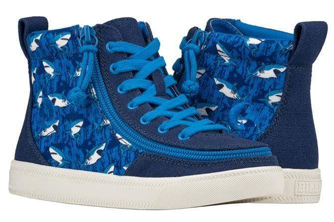 Billy Footwear Kid's Boys High Top Sneakers- Blue Sharks - Image 3