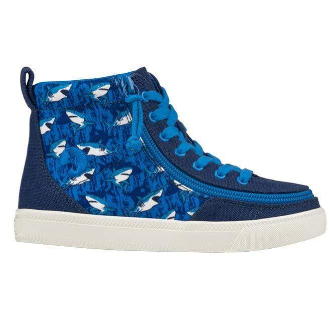 Billy Footwear Kid's Boys High Top Sneakers- Blue Sharks - Image 4