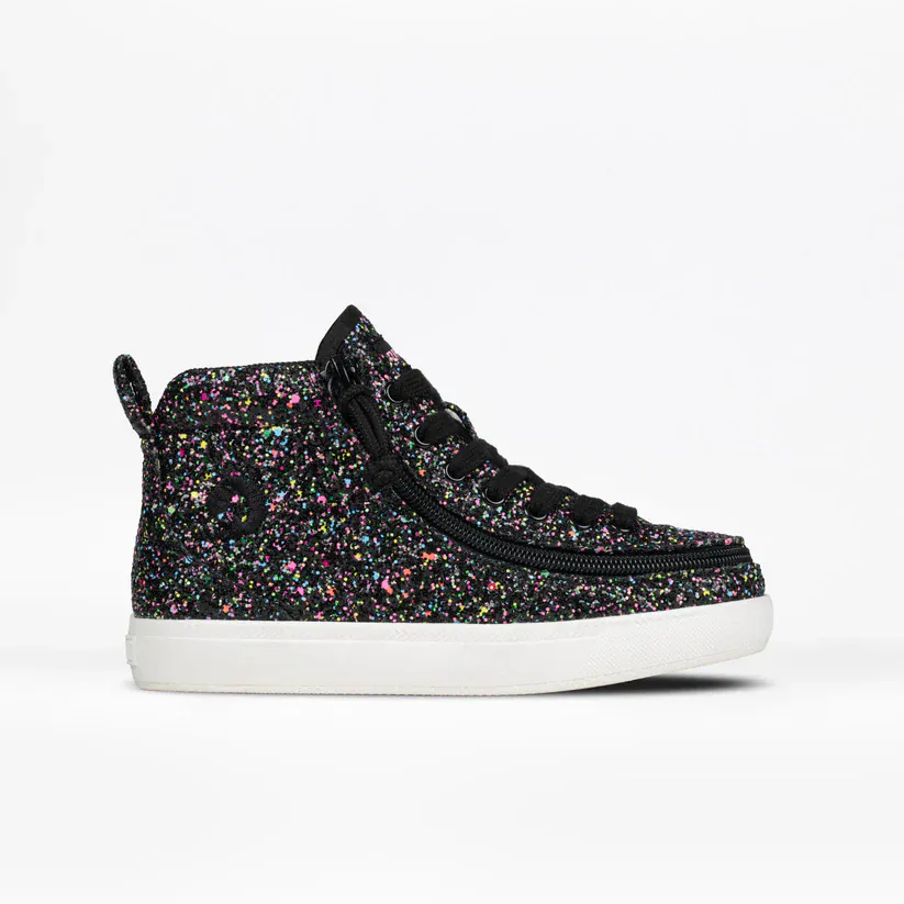 Billy Footwear Kid's Girls Classic D|R II High Top Sneakers- Black Multi Glitter