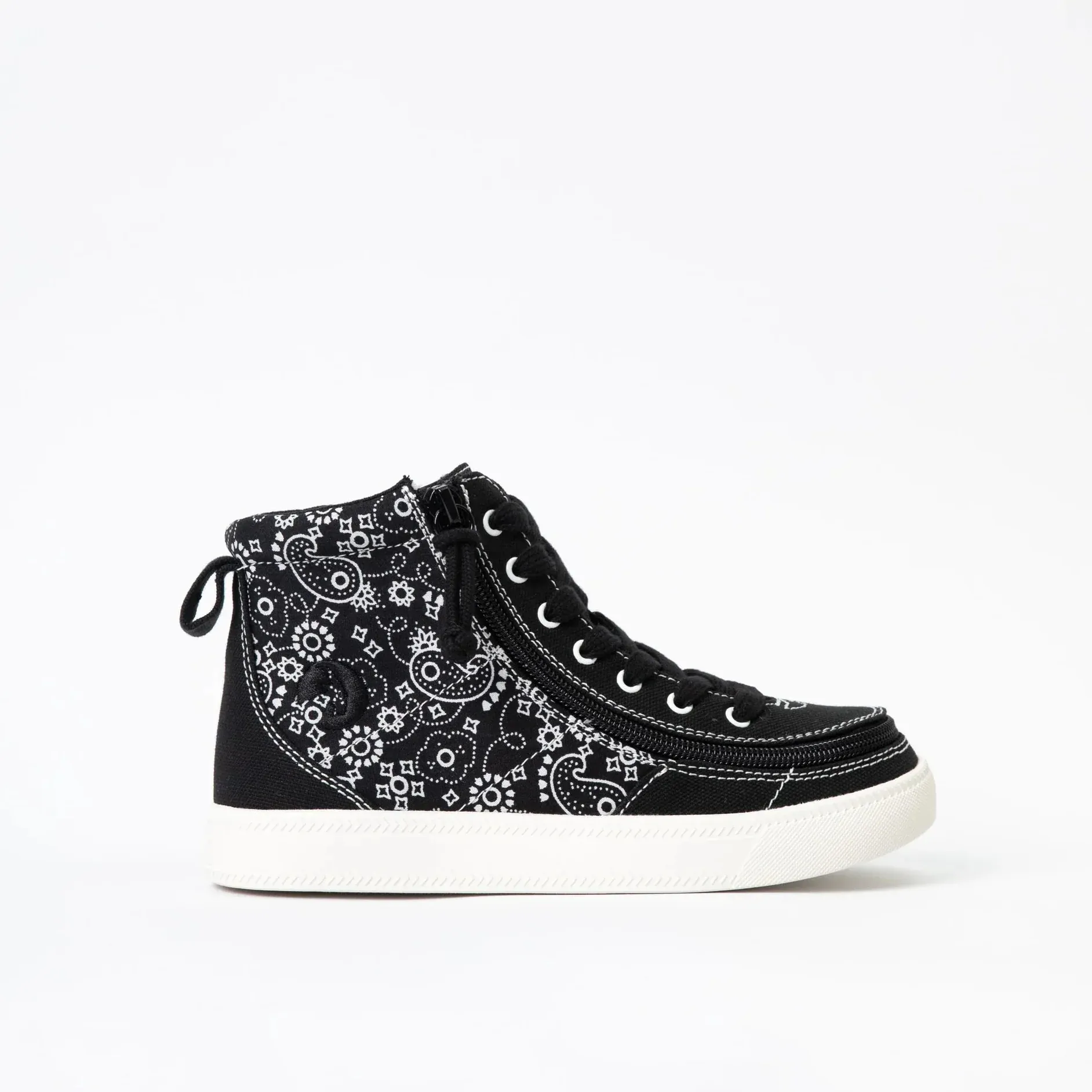 Billy Footwear Kid's Girls High Top Sneakers- Black Paisley