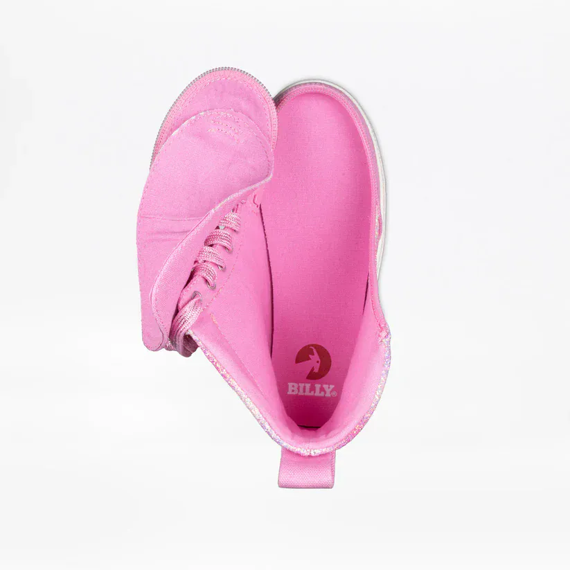Billy Footwear Kid's Girls High Top Sneakers- Pink Glitz - Image 3