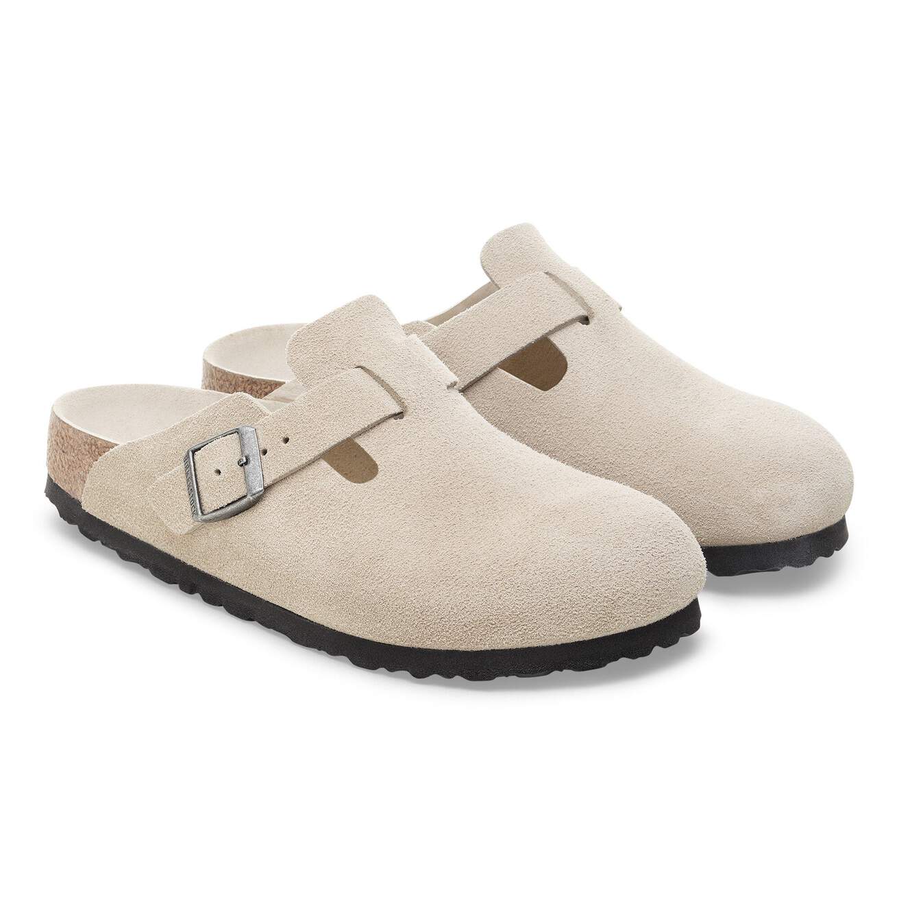 Birkenstock Boston Suede Clogs (Soft Footbed)- Oyster Tonal - Image 3
