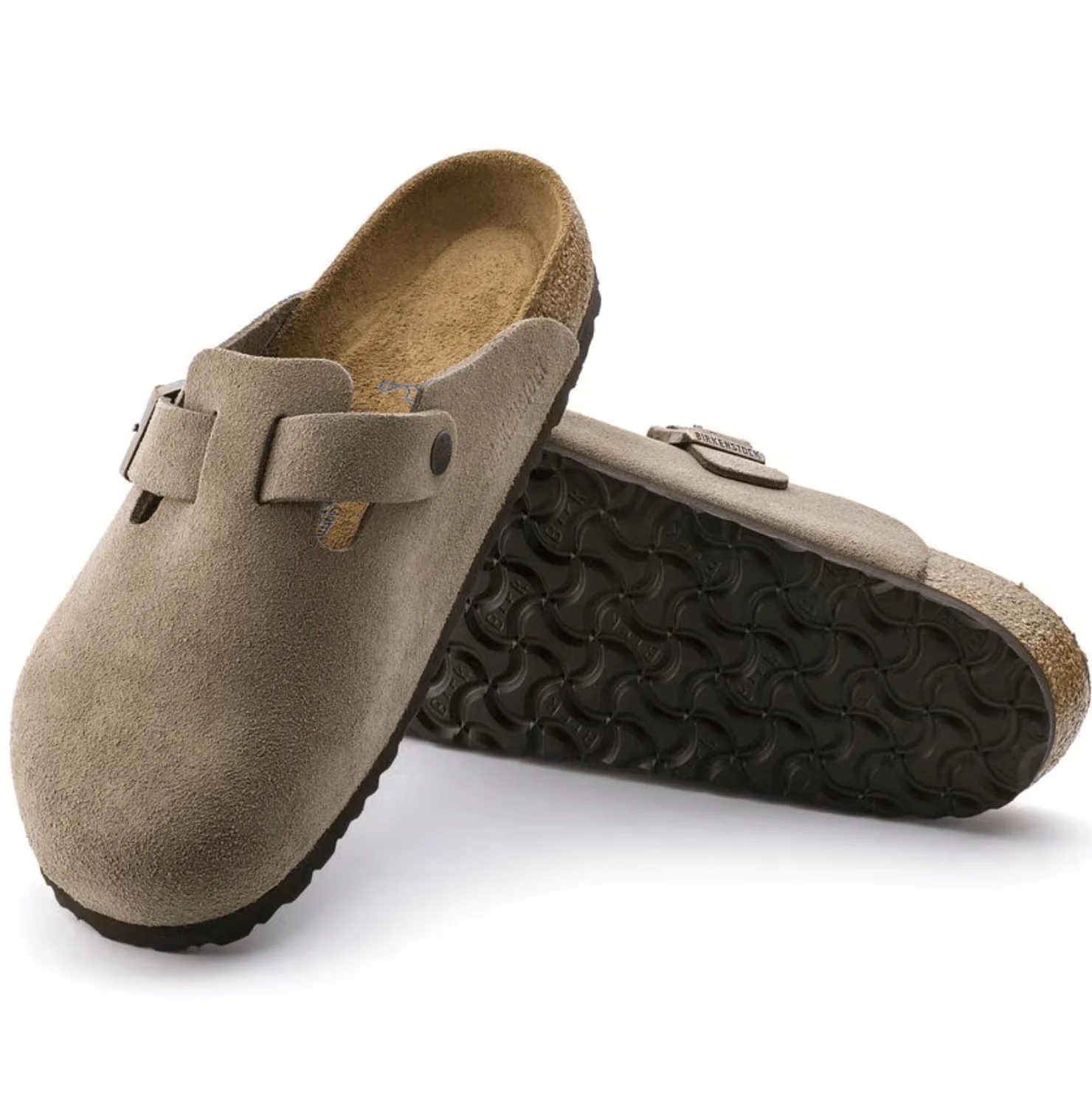 Birkenstock Boston Suede Clogs (Soft Footbed)- Taupe - Image 2