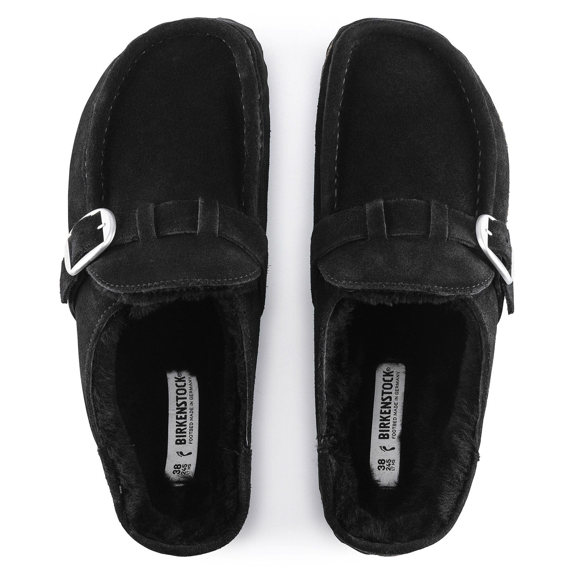 Birkenstock Buckley Shearling Suede Clogs- Black - Image 4