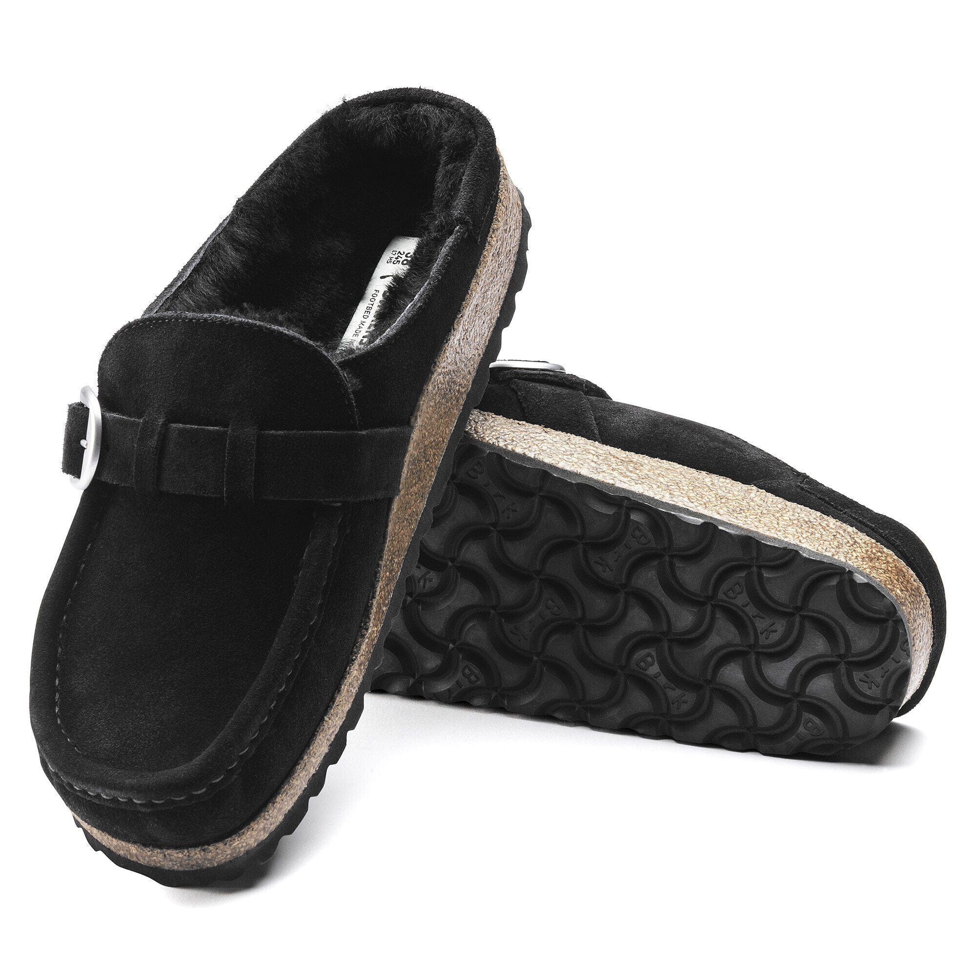 Birkenstock Buckley Shearling Suede Clogs- Black - Image 6