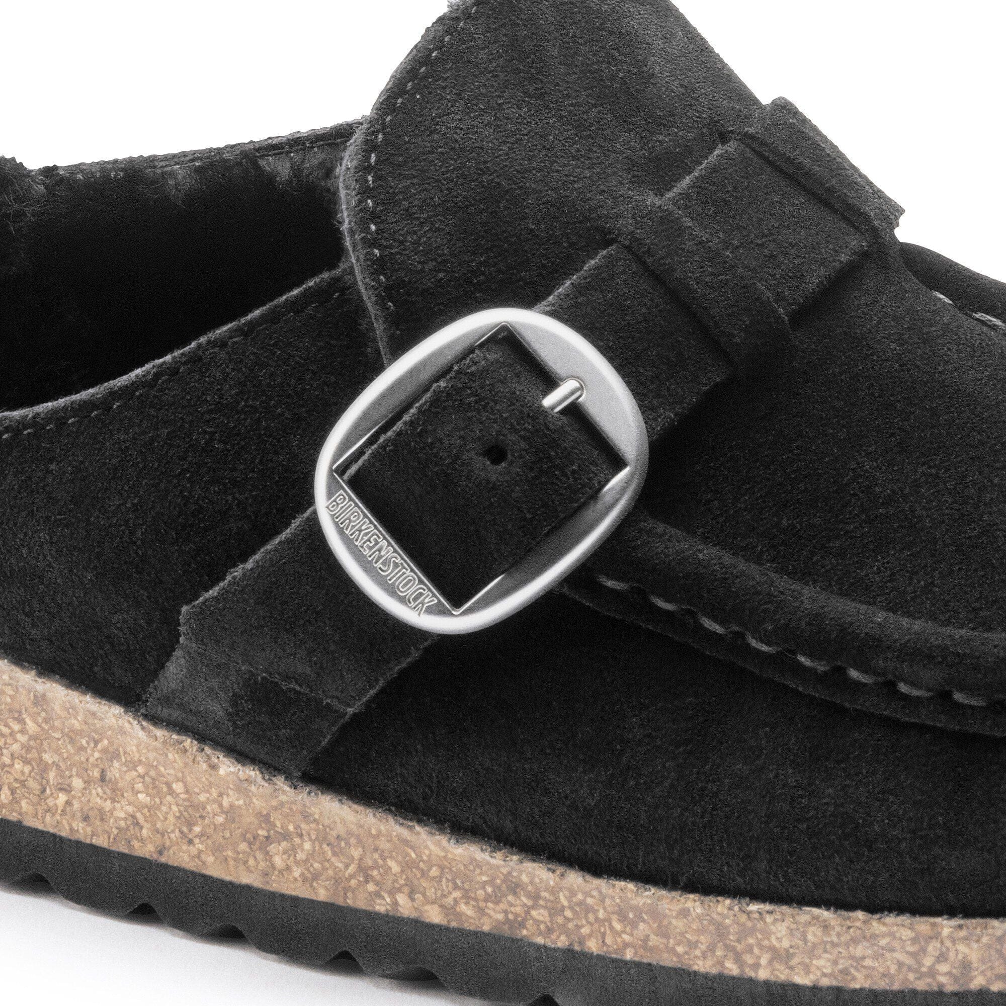 Birkenstock Buckley Shearling Suede Clogs- Black - Image 9