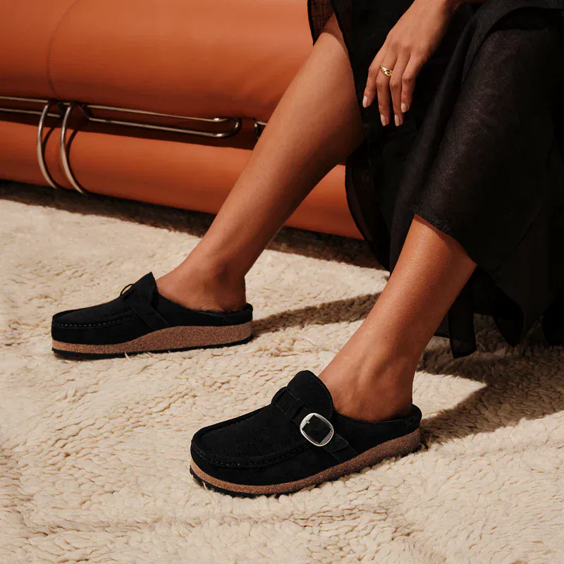 Birkenstock Buckley Suede Clogs- Black - Image 2