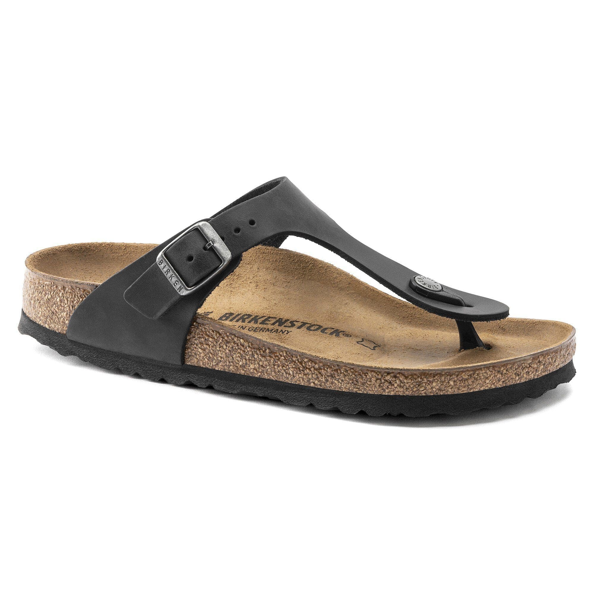Birkenstock Gizeh Sandals- Black Oiled Leather