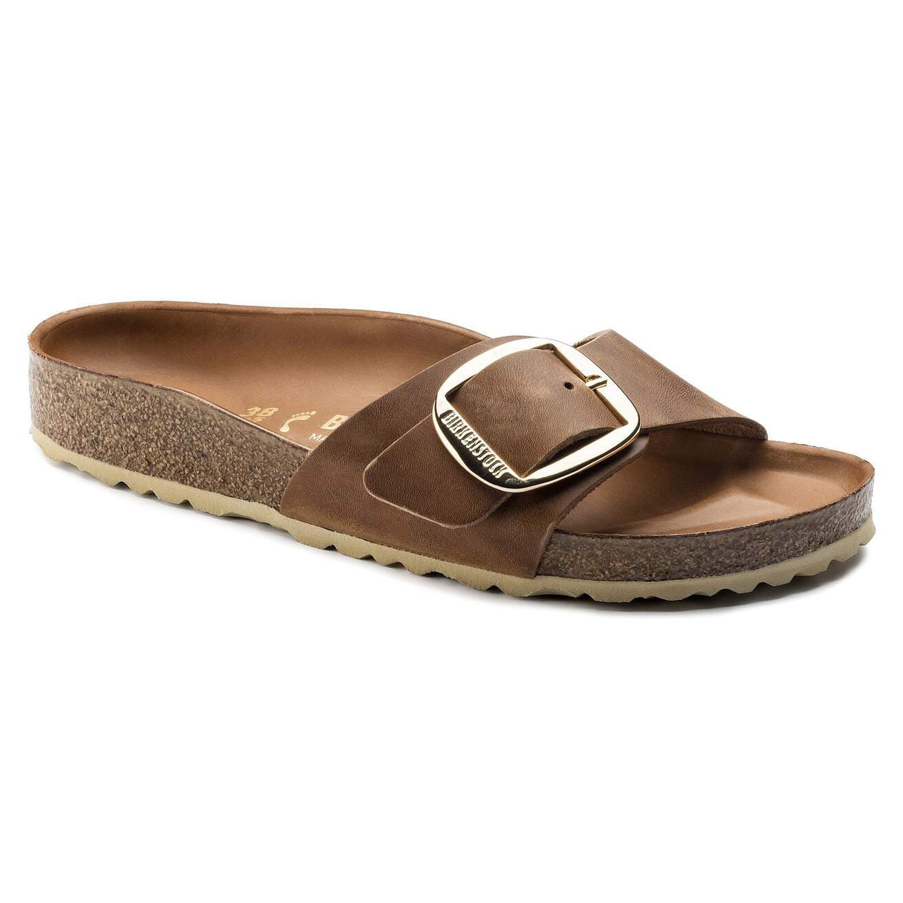 Birkenstock Madrid Big Buckle Sandals- Cognac Oiled Leather