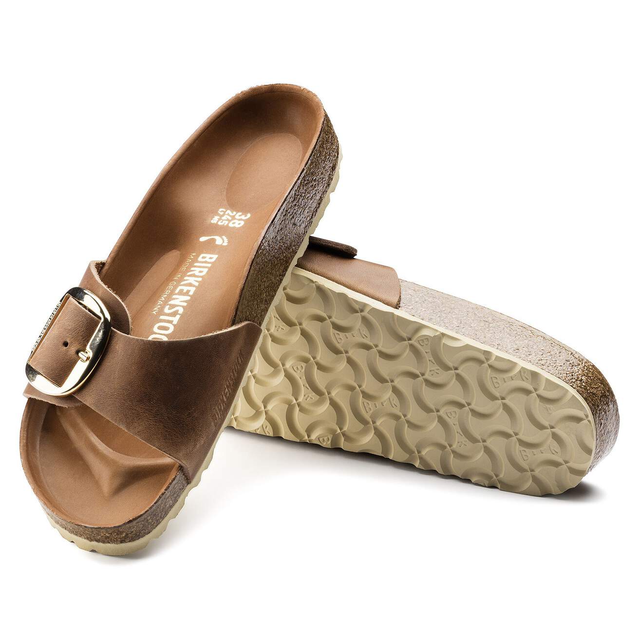 Birkenstock Madrid Big Buckle Sandals- Cognac Oiled Leather - Image 6