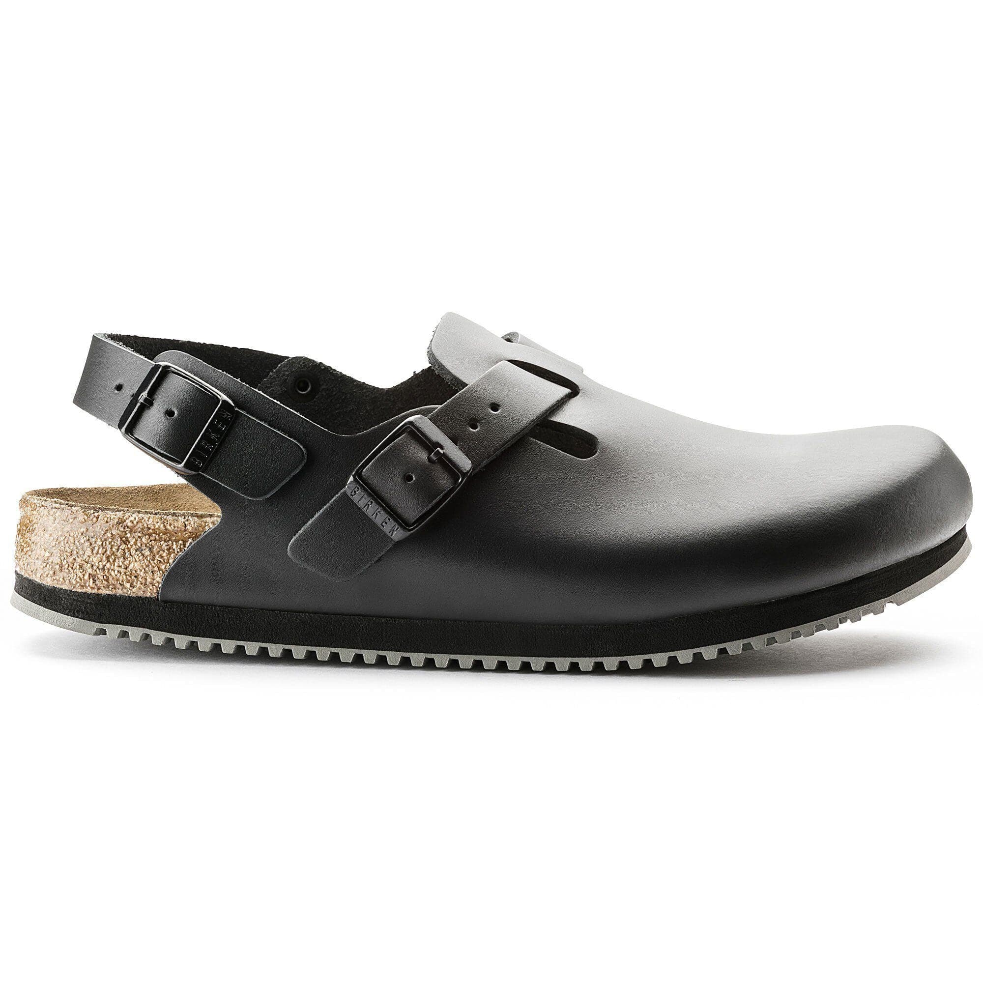 Birkenstock Tokio Super Grip Clogs- Black Leather - Image 3