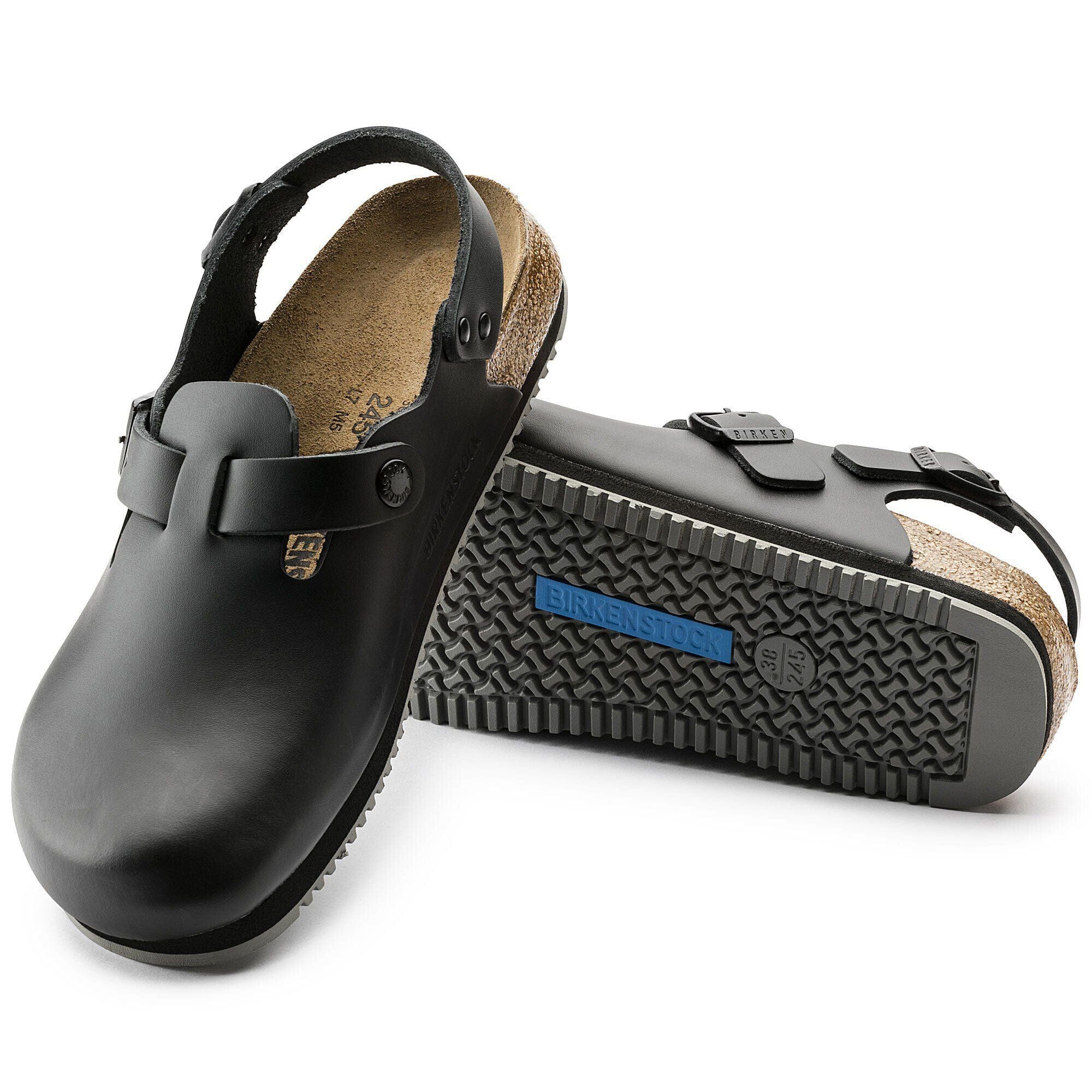 Birkenstock Tokio Super Grip Clogs- Black Leather - Image 5