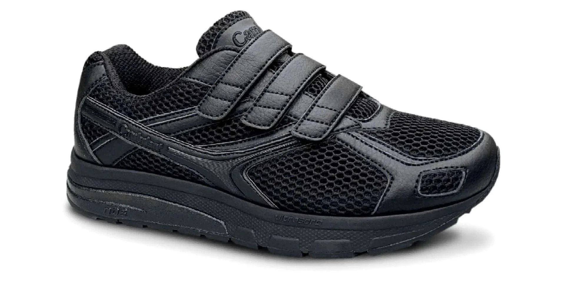 Cambrian Women's Ultra Mesh Velcro Walking Shoes- Black