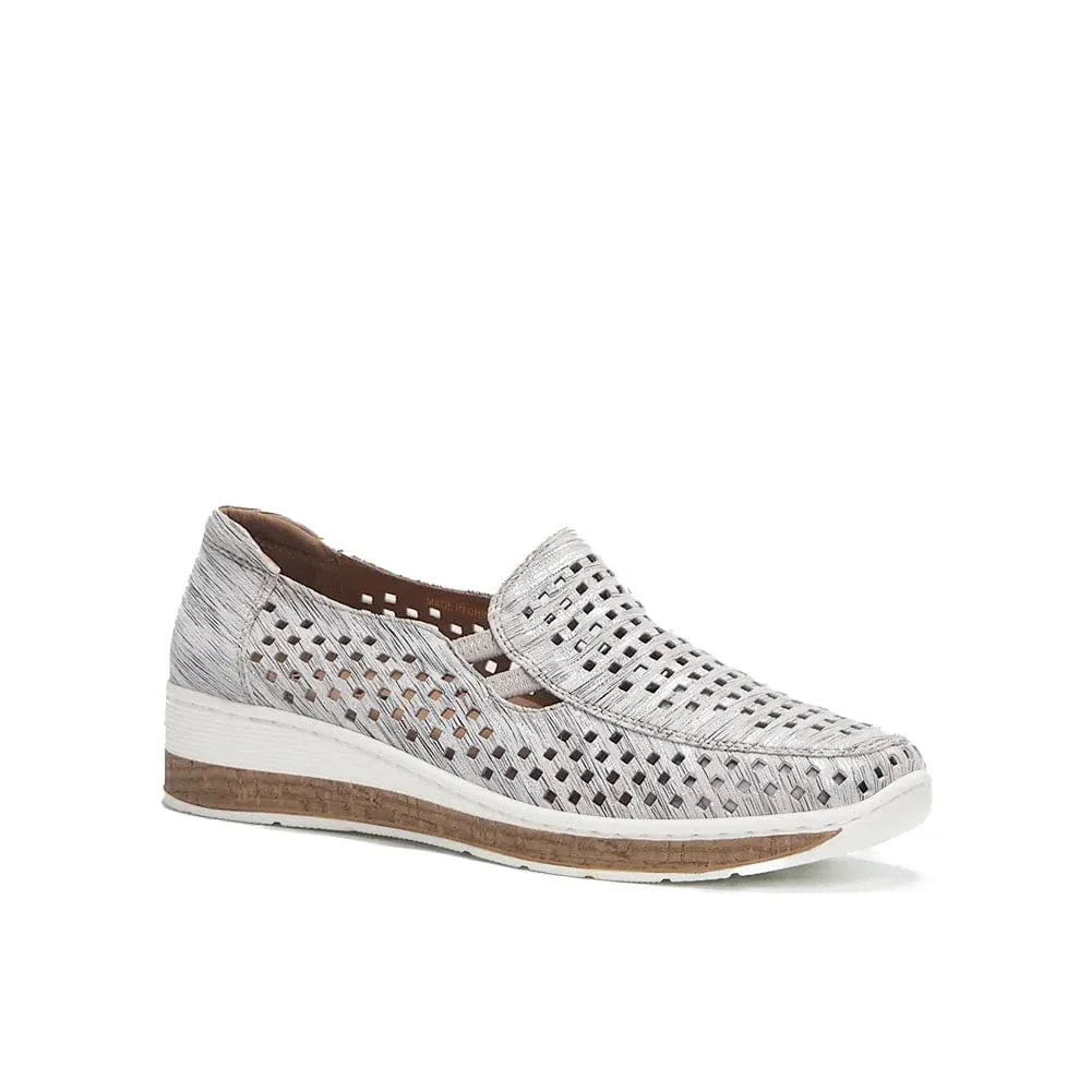 Cassini Women's Monkey Slip On Loafers- Metal Pond