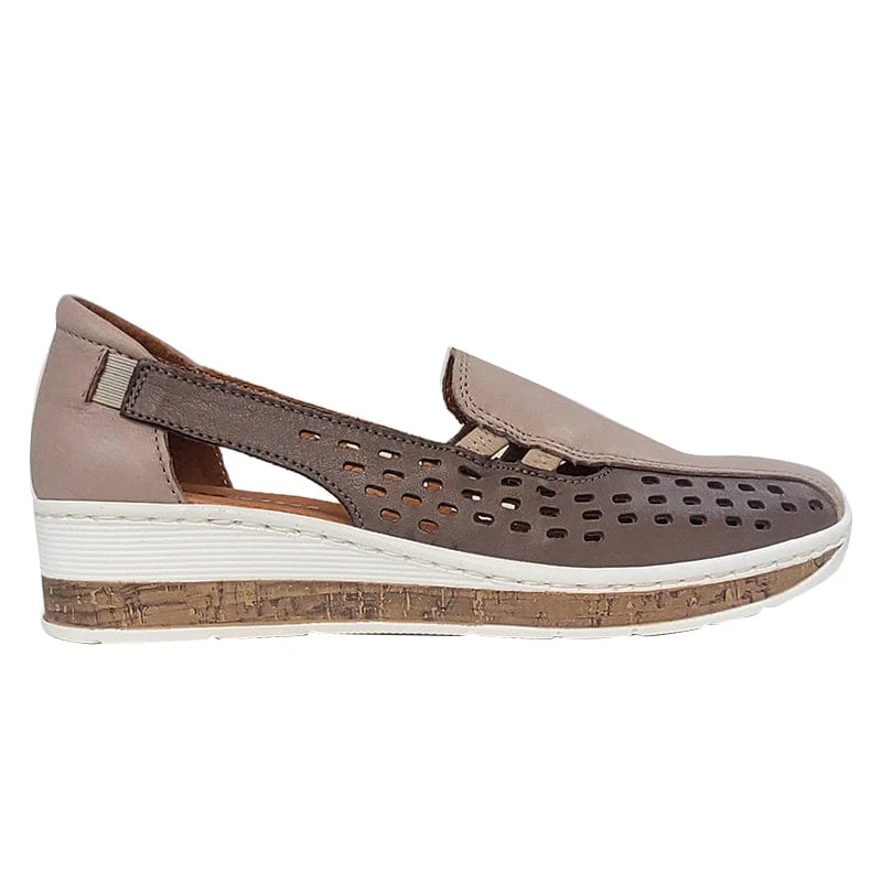 Cassini Women's Mindy Slip On Loafers- Stone/ Silver Grey