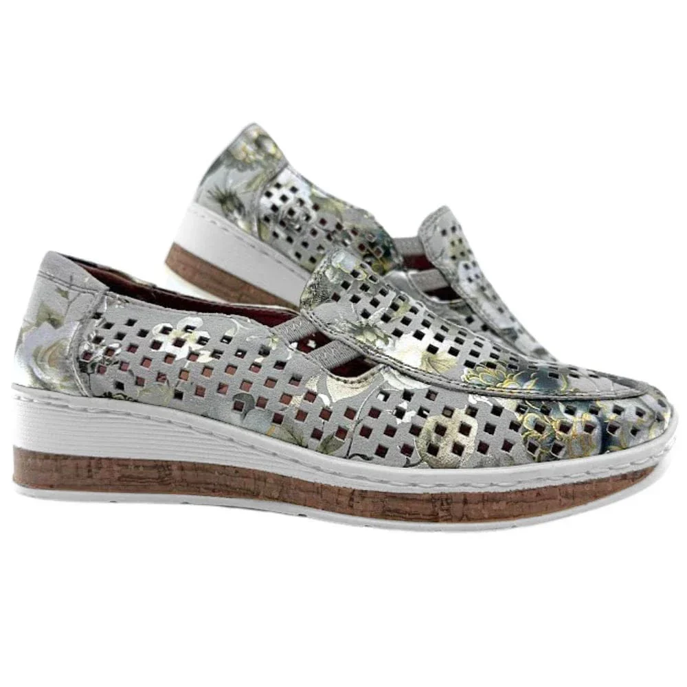 Cassini Women's Monkey Slip On Loafers- Green Garden - Image 3