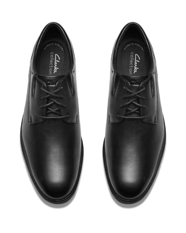Clarks Men's Steadwell Lace Oxford Dress Shoes- Black Leather - Image 3