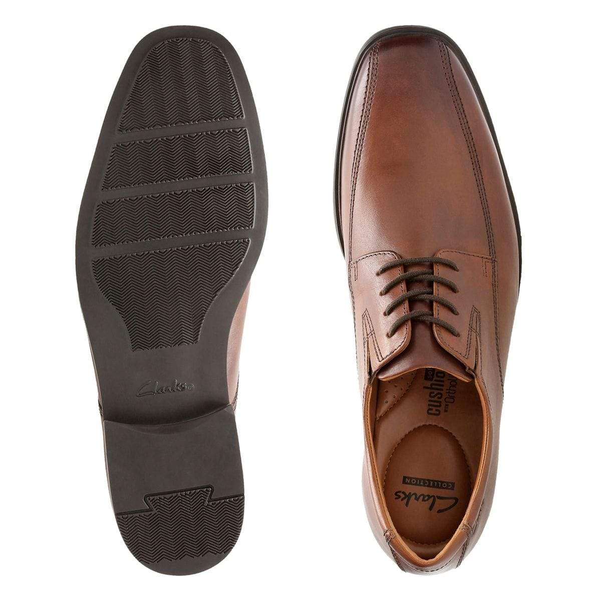 Clarks Men's Tilden Walk Dress Shoes- Dark Tan Leather - Image 7