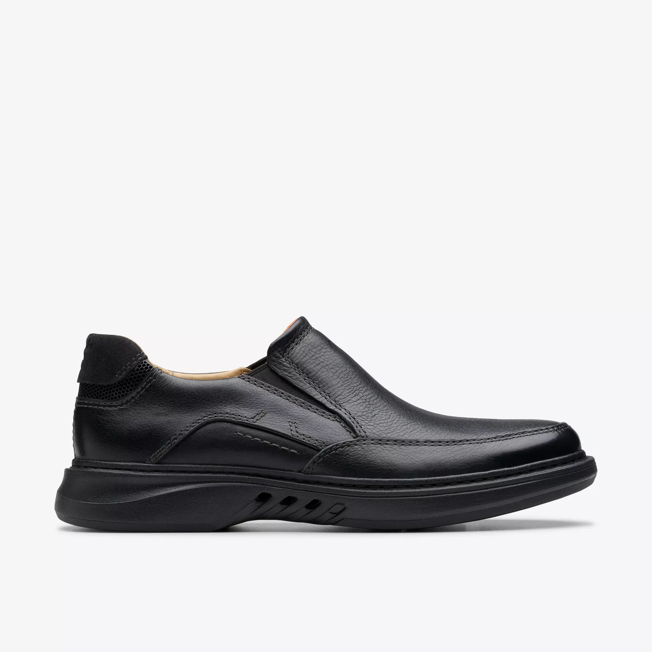 Clarks Men's Un Briley Step Slip On Shoes- Black Leather