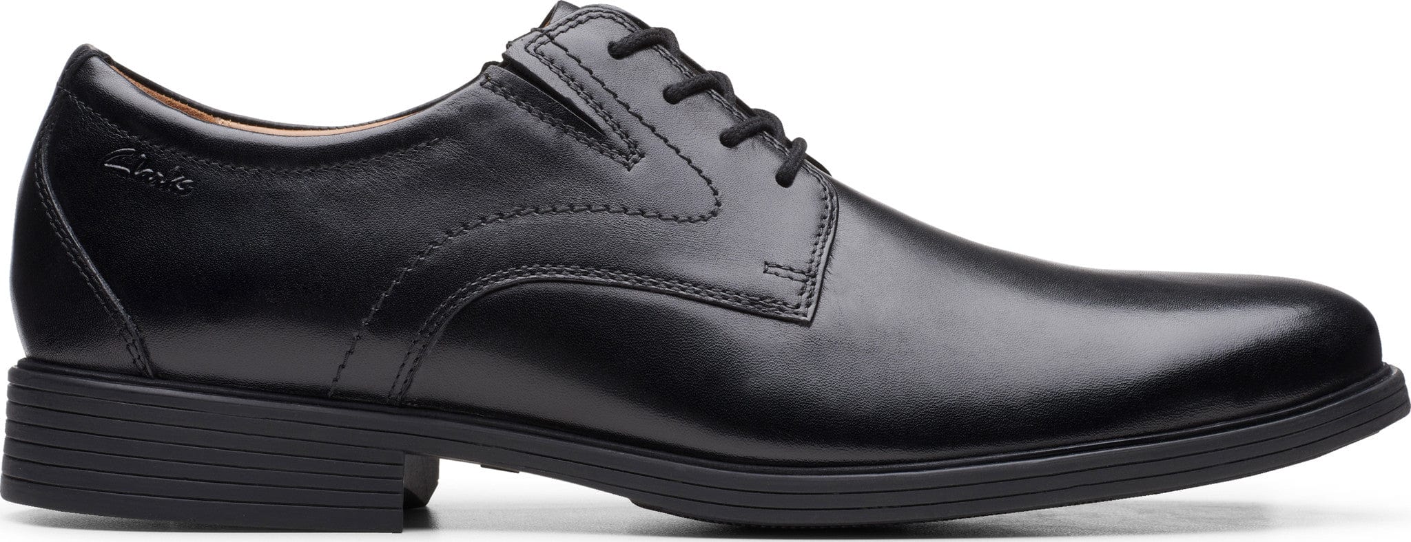 Clarks Men's Whiddon Plain Dress Shoes- Black Leather