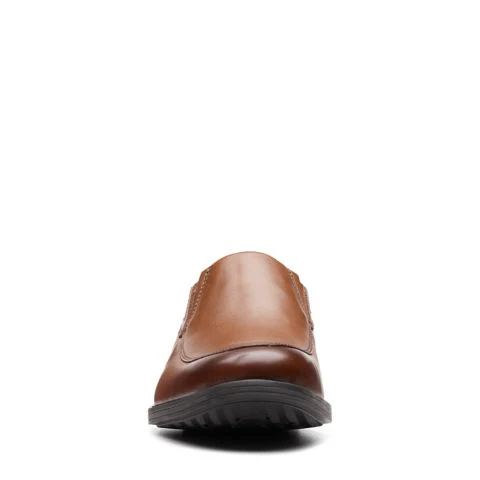 Clarks Men's Whiddon Step Loafers- Dark Tan Leather - Image 3