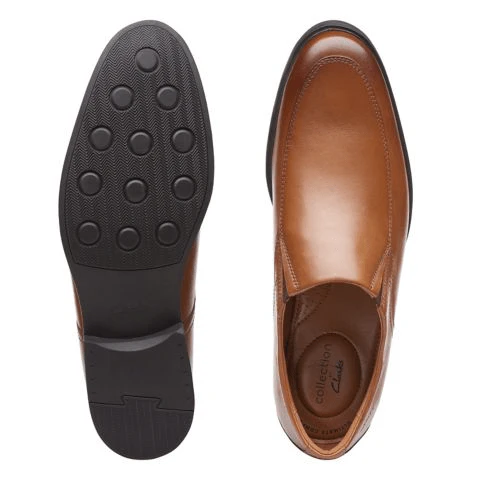 Clarks Men's Whiddon Step Loafers- Dark Tan Leather - Image 7
