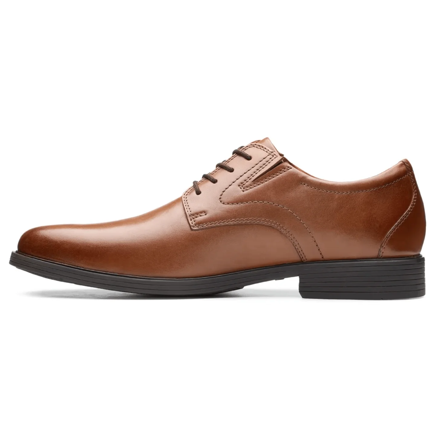Clarks Men's Whiddon Plain Dress Shoes- Dark Tan Leather - Image 3