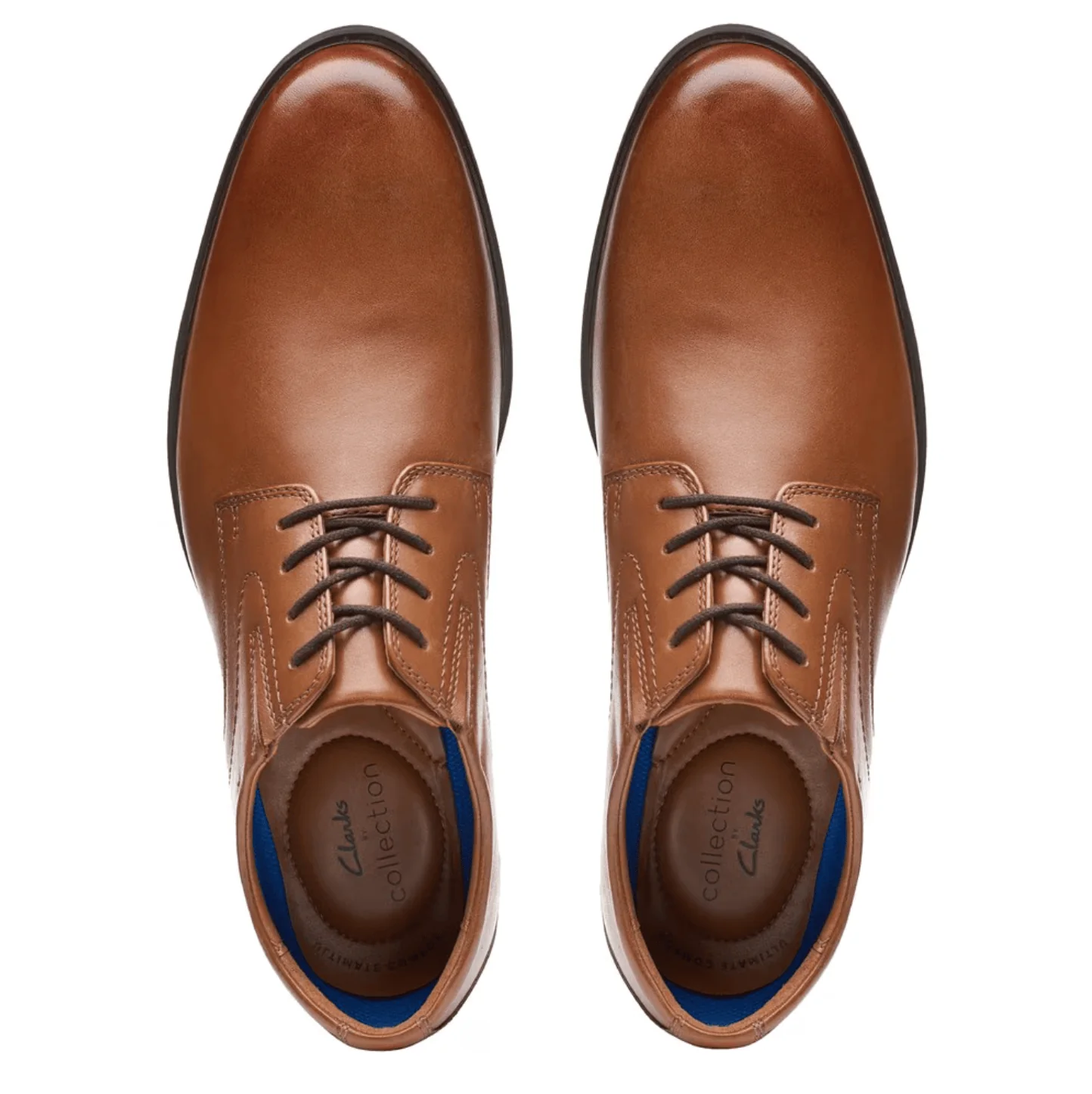 Clarks Men's Whiddon Plain Dress Shoes- Dark Tan Leather - Image 4
