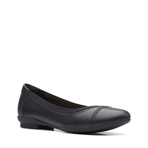 Clarks Women's Sara Bay Ballet Flats- Black Leather - Image 2