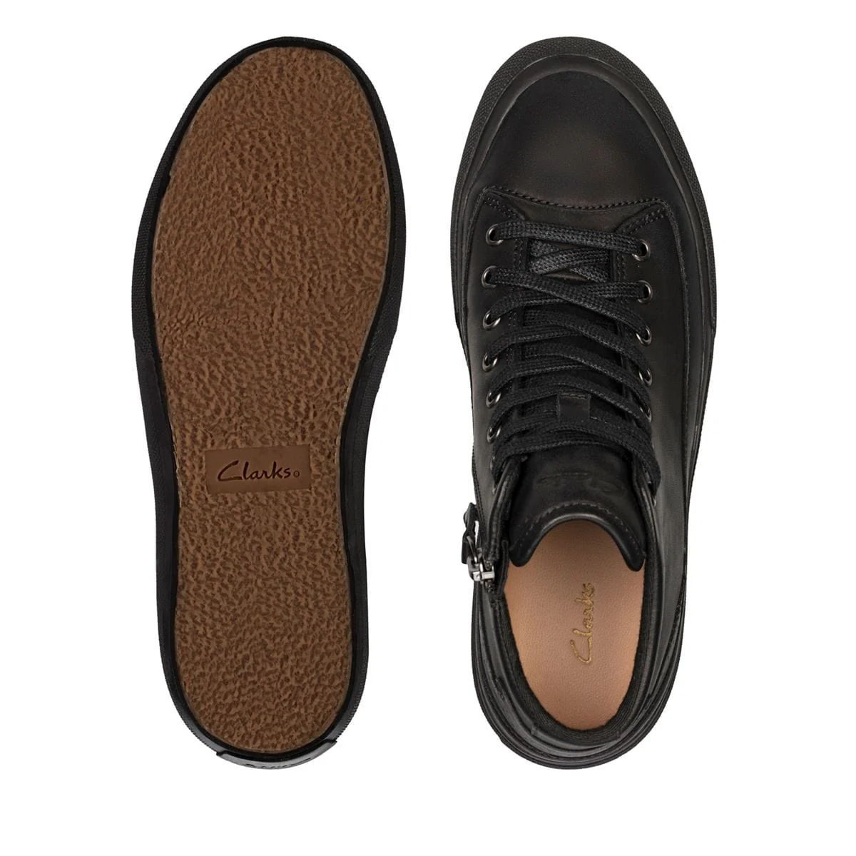 Clarks Women's Acely Zip Hi Sneakers- Black Leather - Image 7