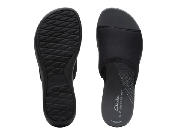 Clarks Women's Arla Nora Slide Sandals - Black Fabric - Image 3